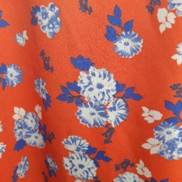 J.O.A. Retro 70's High Rise Wide Flowy Leg Micro Floral Print Orange Sz M - Picture 4 of 11